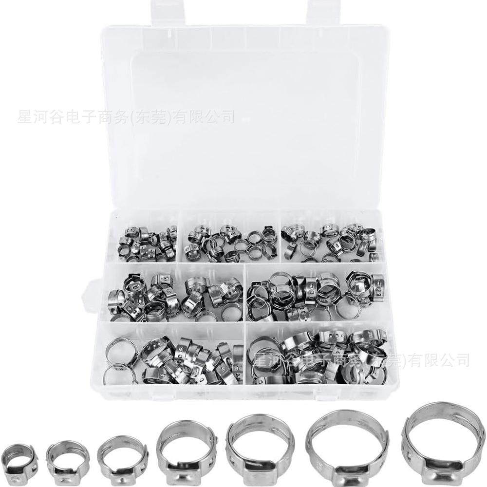 7-23.5单耳无极卡箍130PCS盒装喉箍304不锈钢油管夹管箍抱箍套装