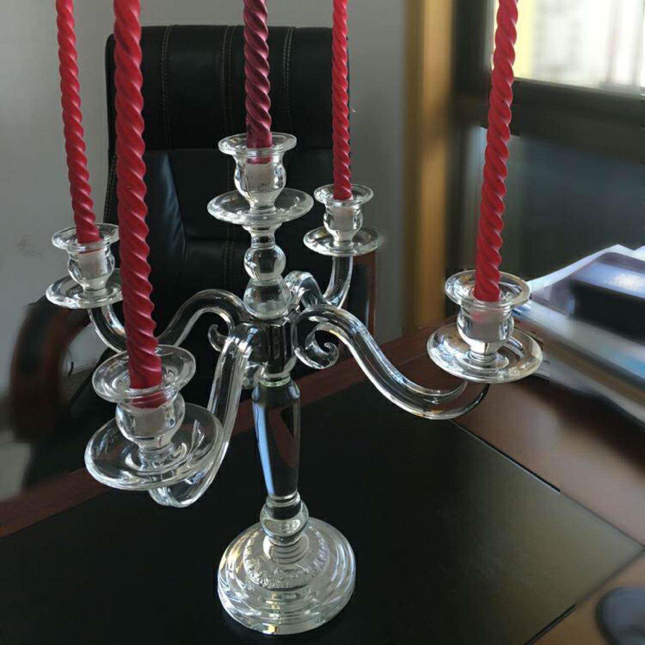 简约现代婚庆道具五头水晶烛台摆件酒店餐桌装饰配件现货