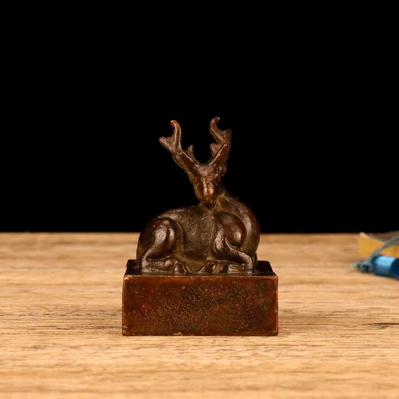 古玩仿铜鹿印章摆件做旧合金动物印章神鹿印章摆设工艺品