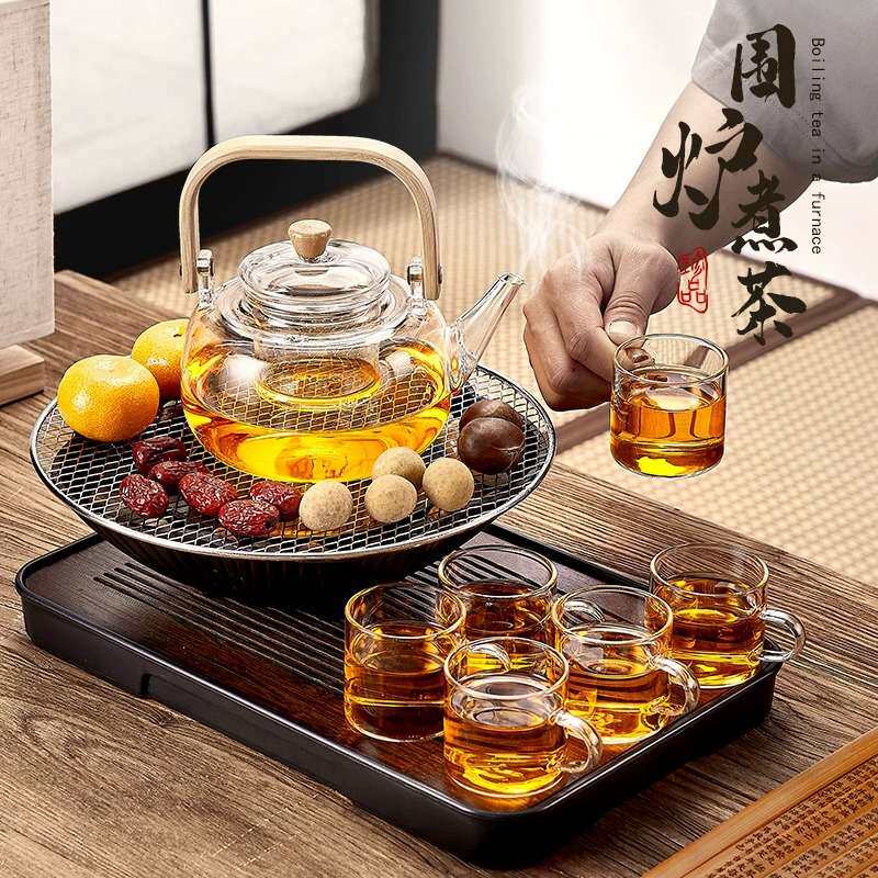 围炉煮茶室内家用网红全套电陶炉煮茶花茶茶具套装玻璃茶壶煮茶器