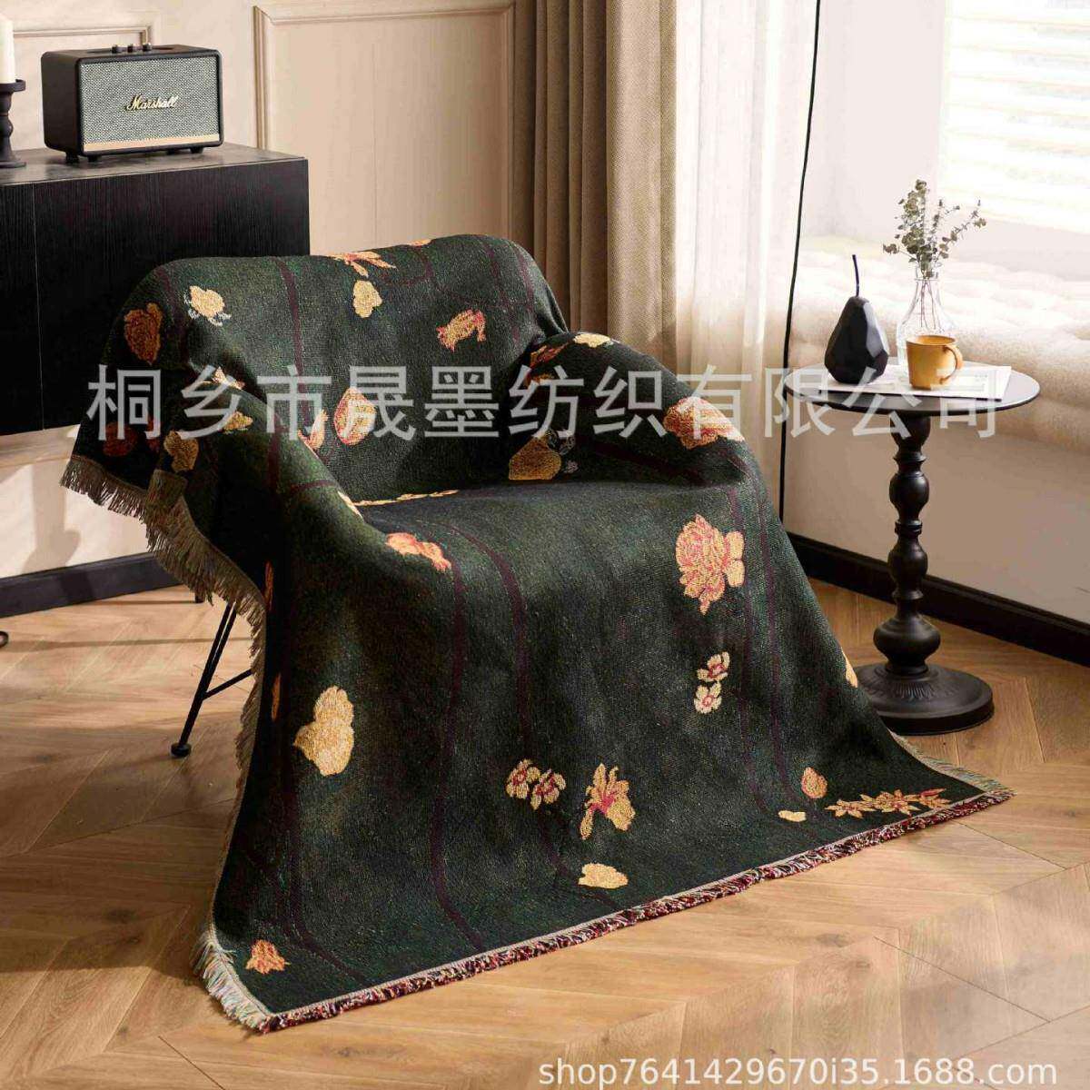 中古风油画肌理挂毯墙面装饰书房沙发巾棉线毯diy装饰画