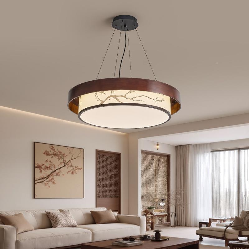 宋厅式美学绘客厅吊灯中式实木禅意古风枯66162树山水画餐吊灯卧