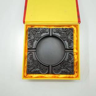 黑檀木缸烟客创厅意家用摆件烟缸g中式 复古雕刻实烟缸木烟灰缸loo