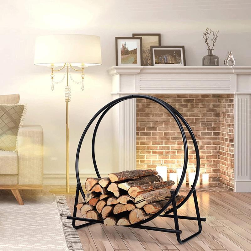 欧式纳重柴火架型室外内简约便携式柴火收架金QNG属壁炉木材置物