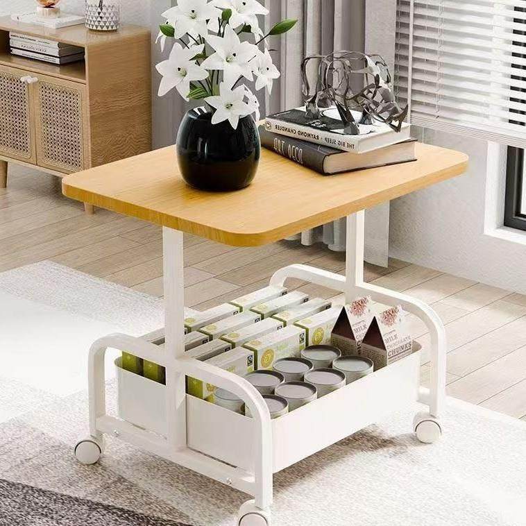 可移双层茶几小推车OOX边几置客沙厅发收纳带轮茶桌卧室物架动小