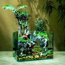 方办缸小叶紫檀微景观生态鱼缸造OWV景公室瓶桌面植创意绿摆件送