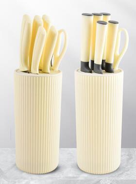 厂家现货厨房套刀767六不锈钢马蹄柄直柄带筒座件刀套家用圆厨房