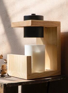 现饰简约家居卧室暖32759实木融蜡灯客厅装氛围光香薰灯代床头灯