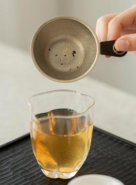 纯钛茶漏家黑檀木柄千孔滤网用高档中式夫茶72281具茶过道配件茶