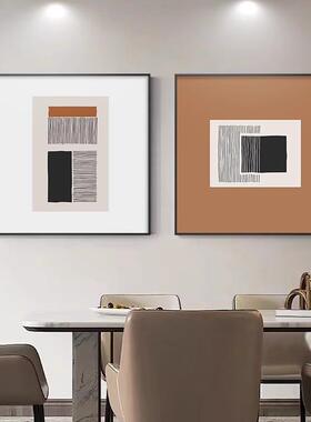 轻奢风格现代简约高面RIZ档饰壁抽象墙正方画形组合餐厅装画两联