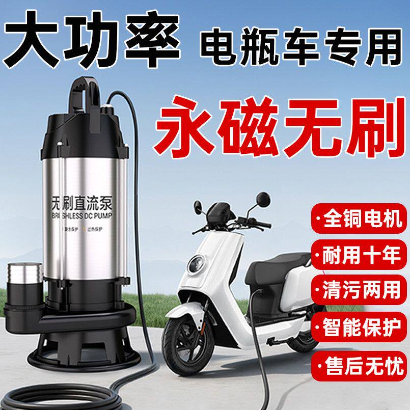 无刷直流泵电瓶车抽水泵小型家用农用12V24V48V60V伏电动车抽水机
