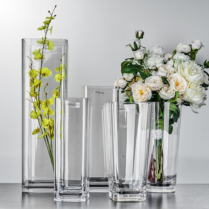 富贵插竹客花瓶摆件北欧厅花透明仿璃塑料圆玻柱直VR系列筒花器大