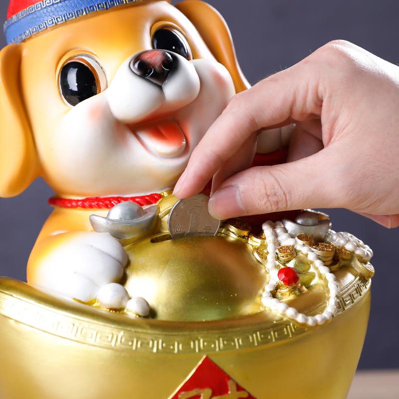 狗摆桌件树脂gy品招财创意家居钱罐店铺STX装饰办公存狗室面摆件