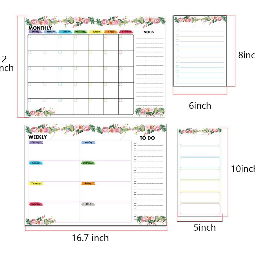 历可擦写月计划留日表磁性白板干擦256白板冰箱贴周言板软白板4张