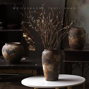 复寂风TQK古会室内花瓶民宿件酒店家居所陶瓷花瓶侘禅意粗陶摆陶