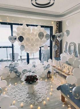 求婚室喜内布置表961白K店T板派对告白气球装酒饰浪漫创意惊爱心