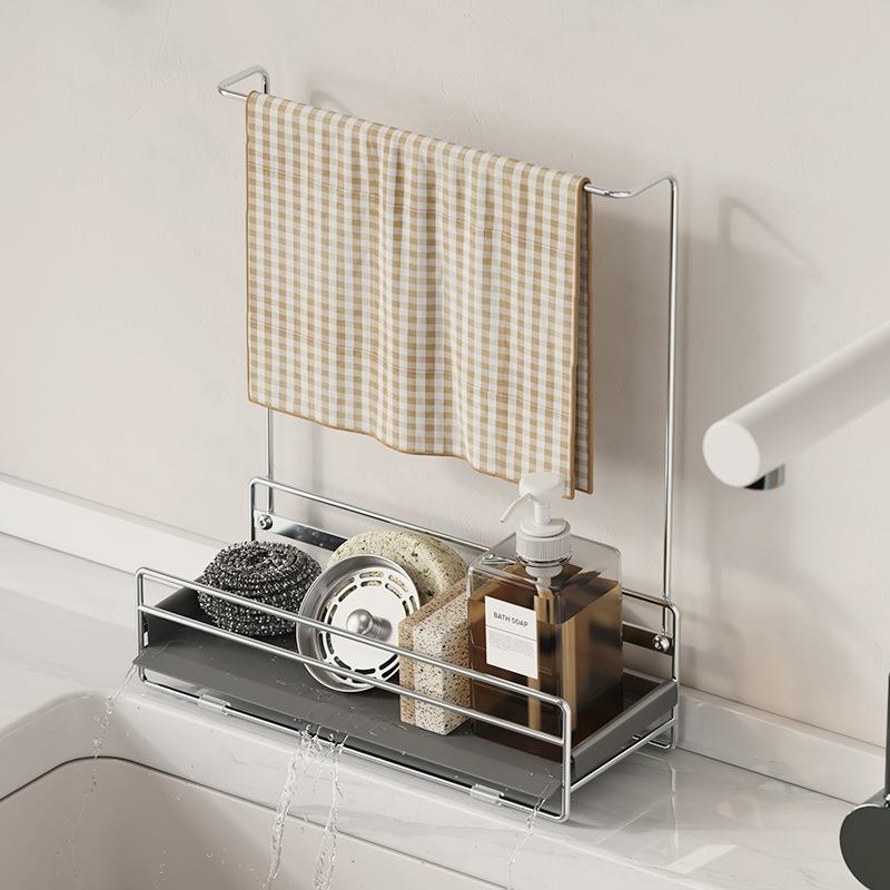 3抹0收4不锈钢布沥水架em台面窄款厨房物架卫置生间纳架专用晾晒