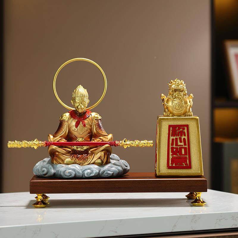 公室创意新中【带底座式圣归来乔迁摆件办客厅玄饰关博古架大斗战