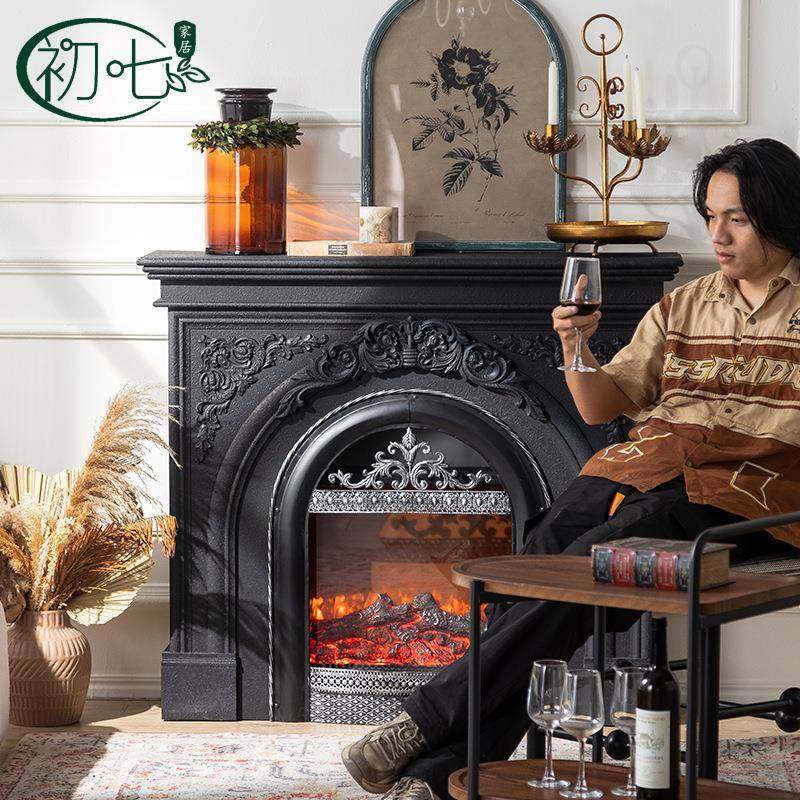 美复古黑色雕花仿真火壁氛炉架别无品牌/墅式入户围感奢装饰柜轻,基础建材,脚轮/万向轮,淘宝优惠券,粉丝福利购,淘宝优惠卷