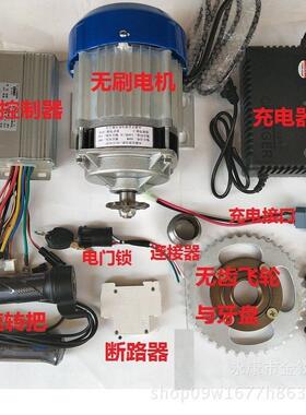 锐无刷电机装三轮车套改件/改HCF人力三轮车电动车套件/60金0W48V