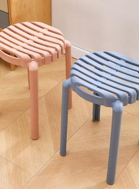 塑料凳子家加厚现代简约用板凳客厅凳创意圆LLX可叠放餐桌稳固椅