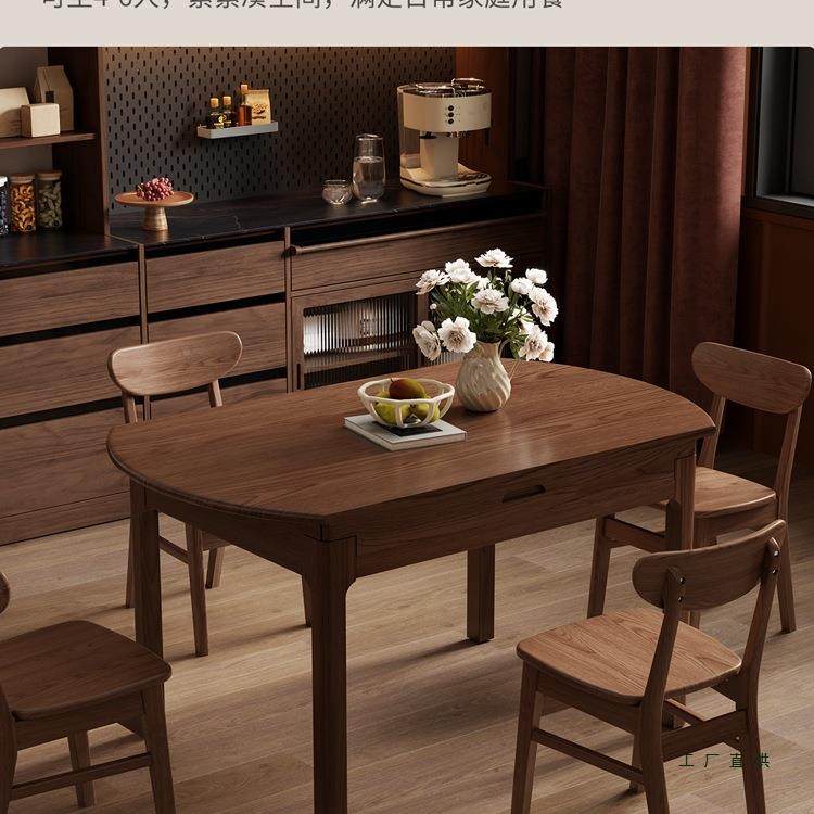 木桌折餐叠圆形小户型家实用985中古餐桌可变圆桌圆餐风桌圆桌可