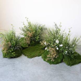 真青苔草丛造景室内花园餐厅庭院假绿植插花软装仿生花丛景