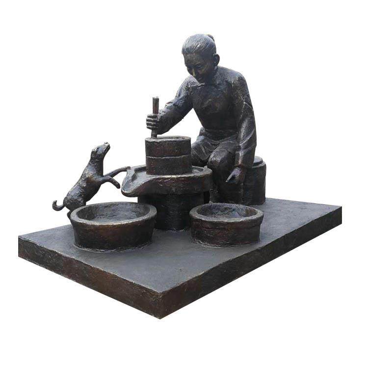 铸铜人物雕塑民俗劳动景观雕塑广场金属铸铜摆件步行街创意铜雕像