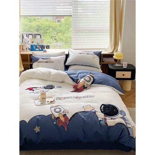 卡通男孩140支澳棉全棉四件套100纯棉儿童被套床单床上用品三件套