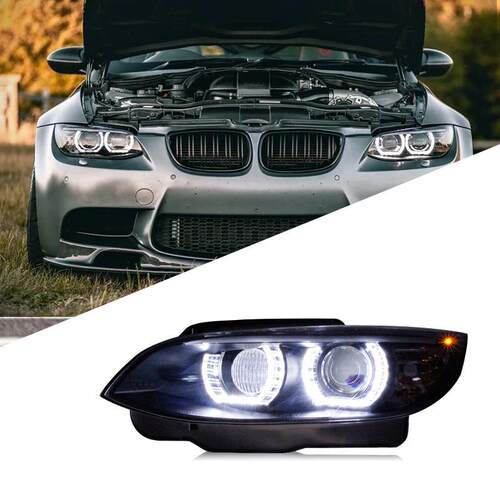 适用于宝马E92大灯总成330335M3改装LED天使眼透镜氙气大灯E93