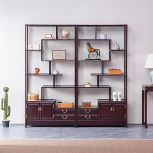 艺铭天下赞比亚血檀博古架新中式实木陈列架非洲小叶紫檀置物架子