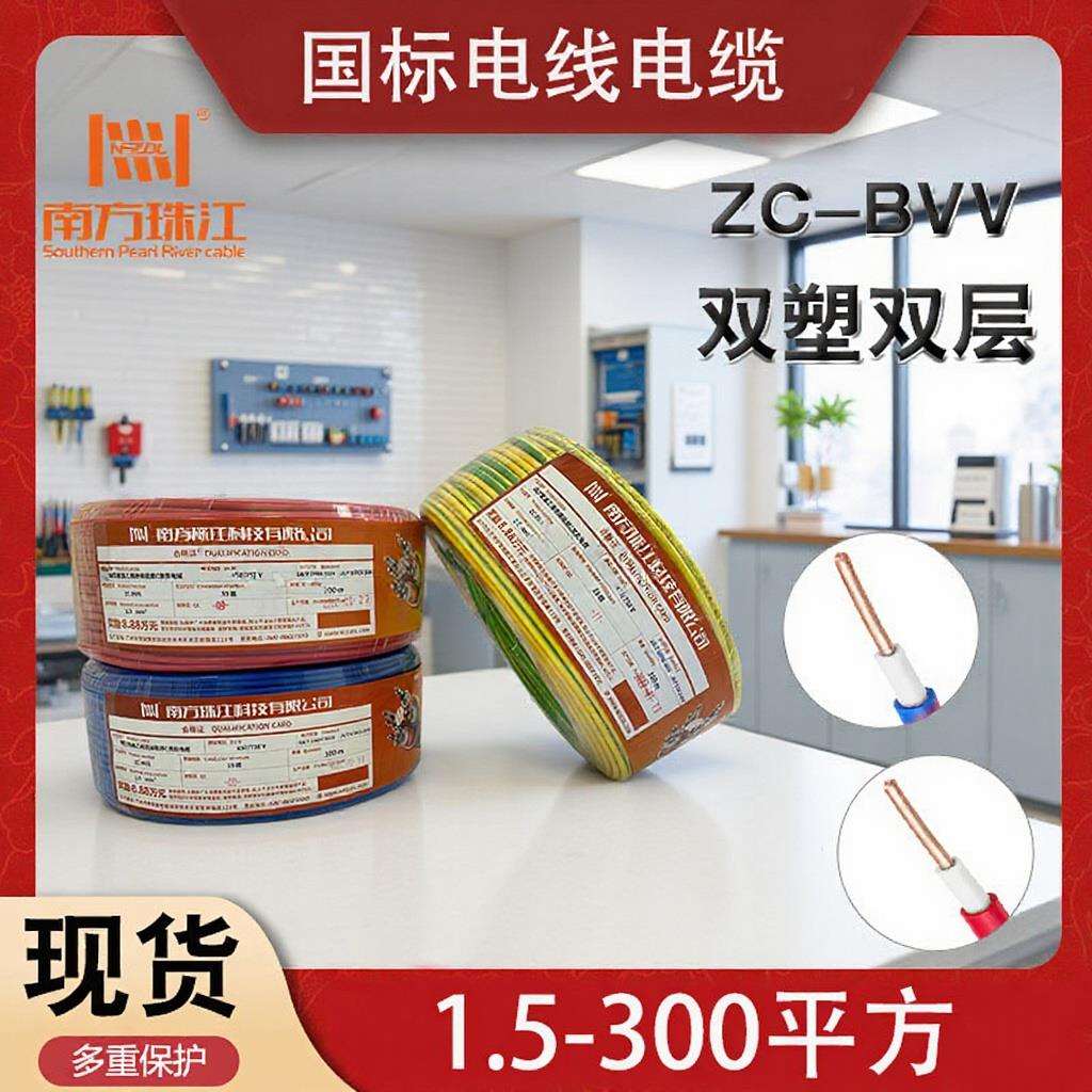 南方珠江电线国标BVV1.52.546平方阻燃单芯家装家用双层护套线