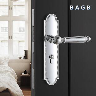 法式室内门分体锁实木门亮银通用型磁吸静音房家用房门锁静音效果