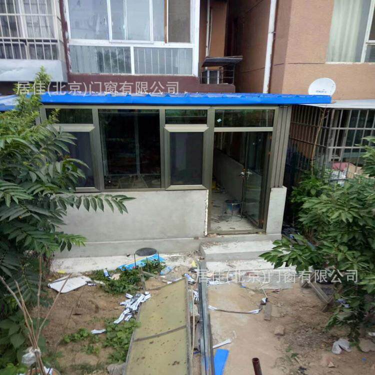 北京昌平区家装实例门窗断桥铝封露台彩钢房顶夹胶玻璃顶上门测量