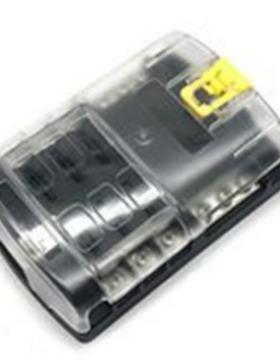 房车游艇拖车6路汽车保险丝盒带黄色锁扣透明盖DC32V