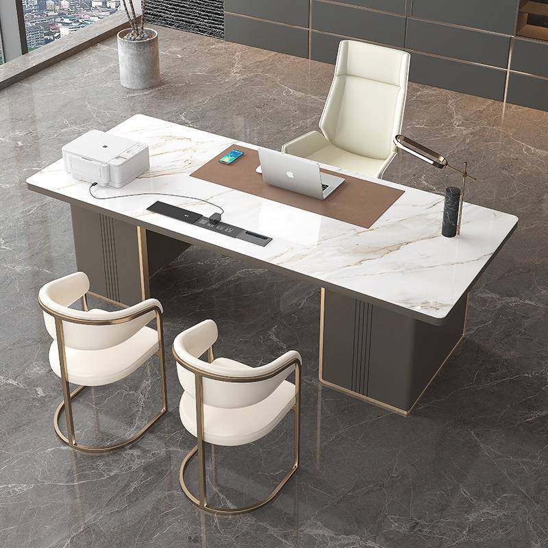 意式岩板老板桌简约现代经理办公桌烤漆桌轻奢大班台设计感总裁桌