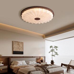 中古风吸顶灯主卧室书房灯法式复古风高级感胡桃木色护眼中山灯具