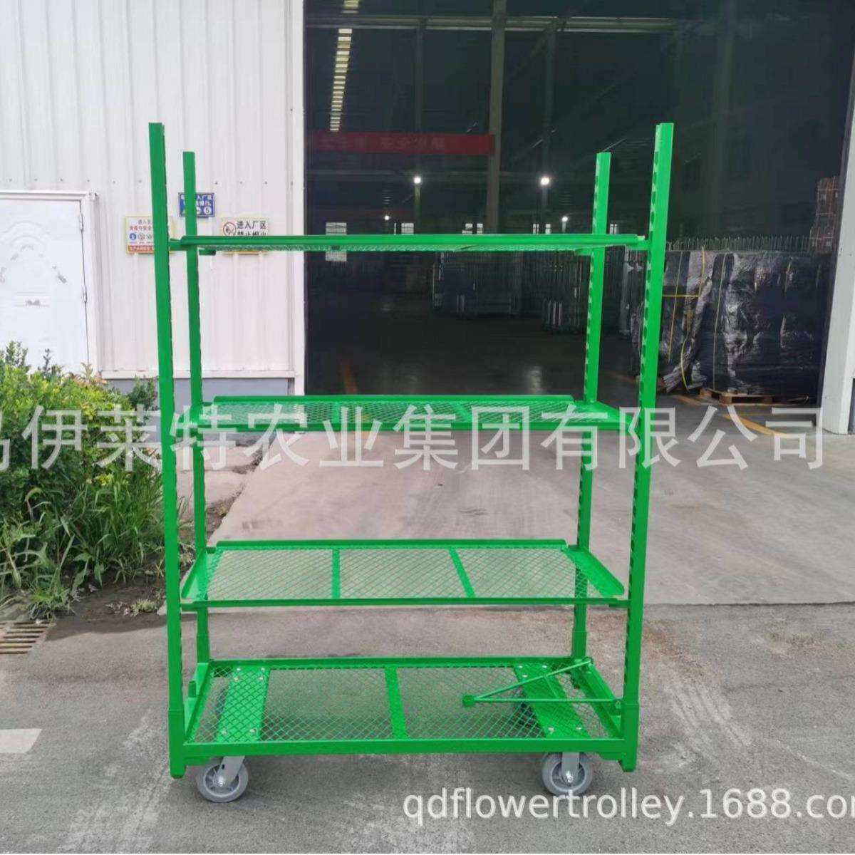 直销花卉台车,网状花架车商场花卉周转车多层运输花卉台车