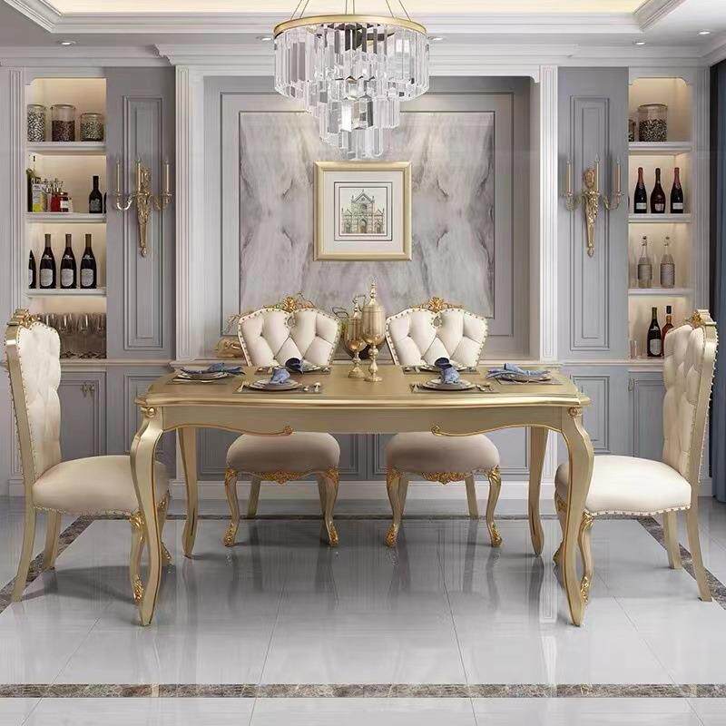 2026新款美式组合大理石简约家用欧式餐桌椅轻奢长方形实木餐桌椅
