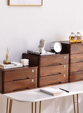 全带木锁桌收纳盒抽屉式实办公桌上整面理NNK杂柜多层物储物柜子