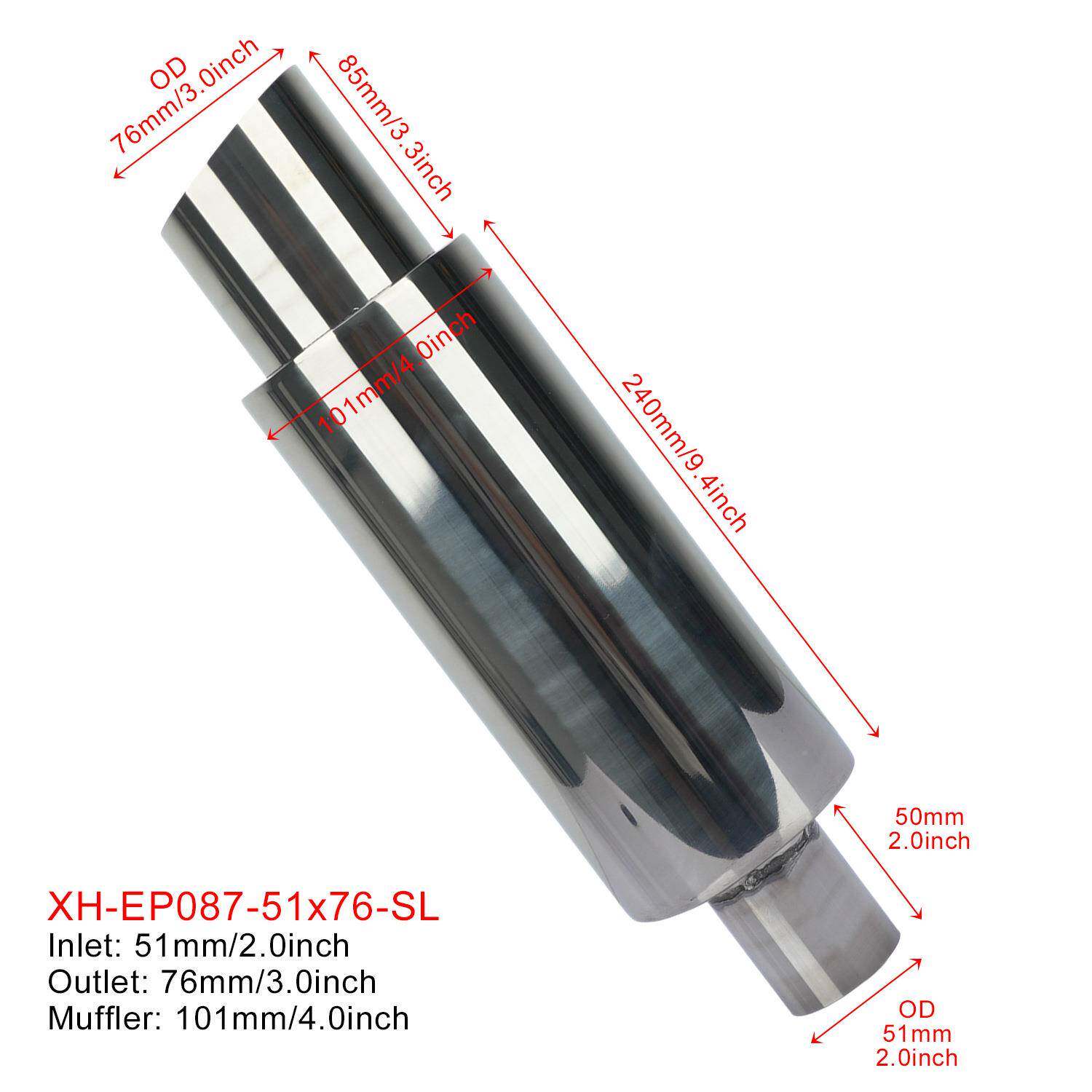 车通用消音器201不锈钢管改汽装排气管鼓装饰消声直排XH-EP087器