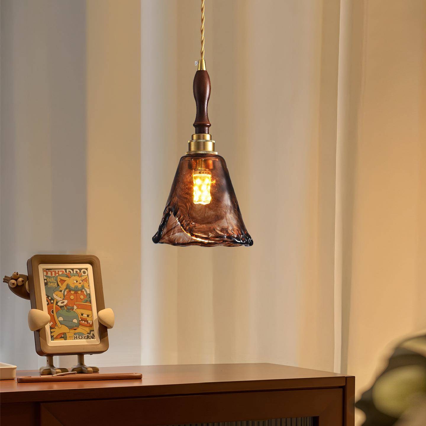 风中古灯卧室床头339灯护眼吊复古创氛意围感吧台玄关装饰小吊灯0