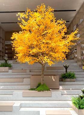 仿真摆银杏树假树橱地天窗秋装饰造景室内外简约景观落大型绿yxyx