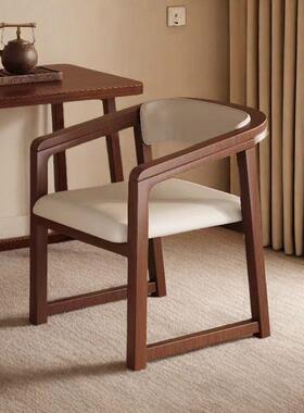 实椅子VZZ扶手椅中式简木靠约扶手靠背椅泡茶现代餐椅家轻用奢背