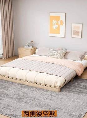 日榻榻米骨实木床无床床防潮45707排头架双人落地铺民宿简约式地