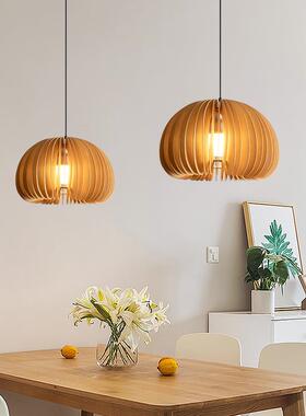 法式奶油风吊灯餐吧台灯木复古南厅瓜吊灯中古灯风餐桌艺95841原