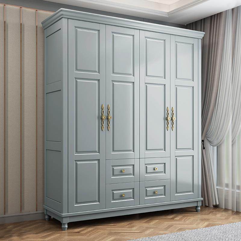 美式实木衣衣柜现代约家用三门四式门柜卧室美乡简村风格白色A017