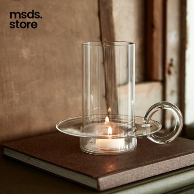 丹麦ferm LIVING Luce耐热玻璃烛台 提手灯笼烛具氛围感烛杯摆件