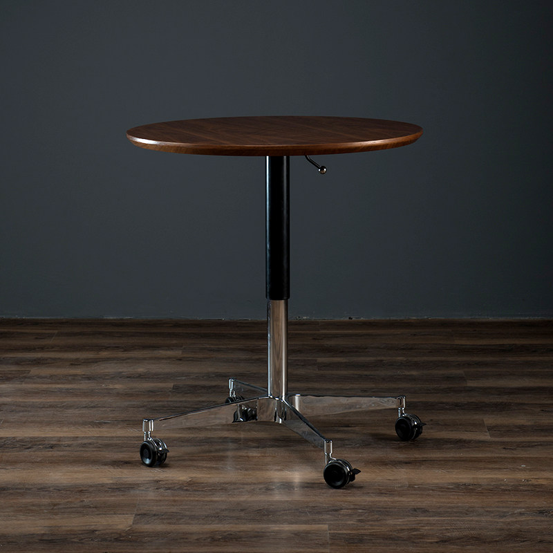 德宜客升降小圆桌可移动餐桌家用茶几咖啡厅洽谈桌子阳台休闲边几