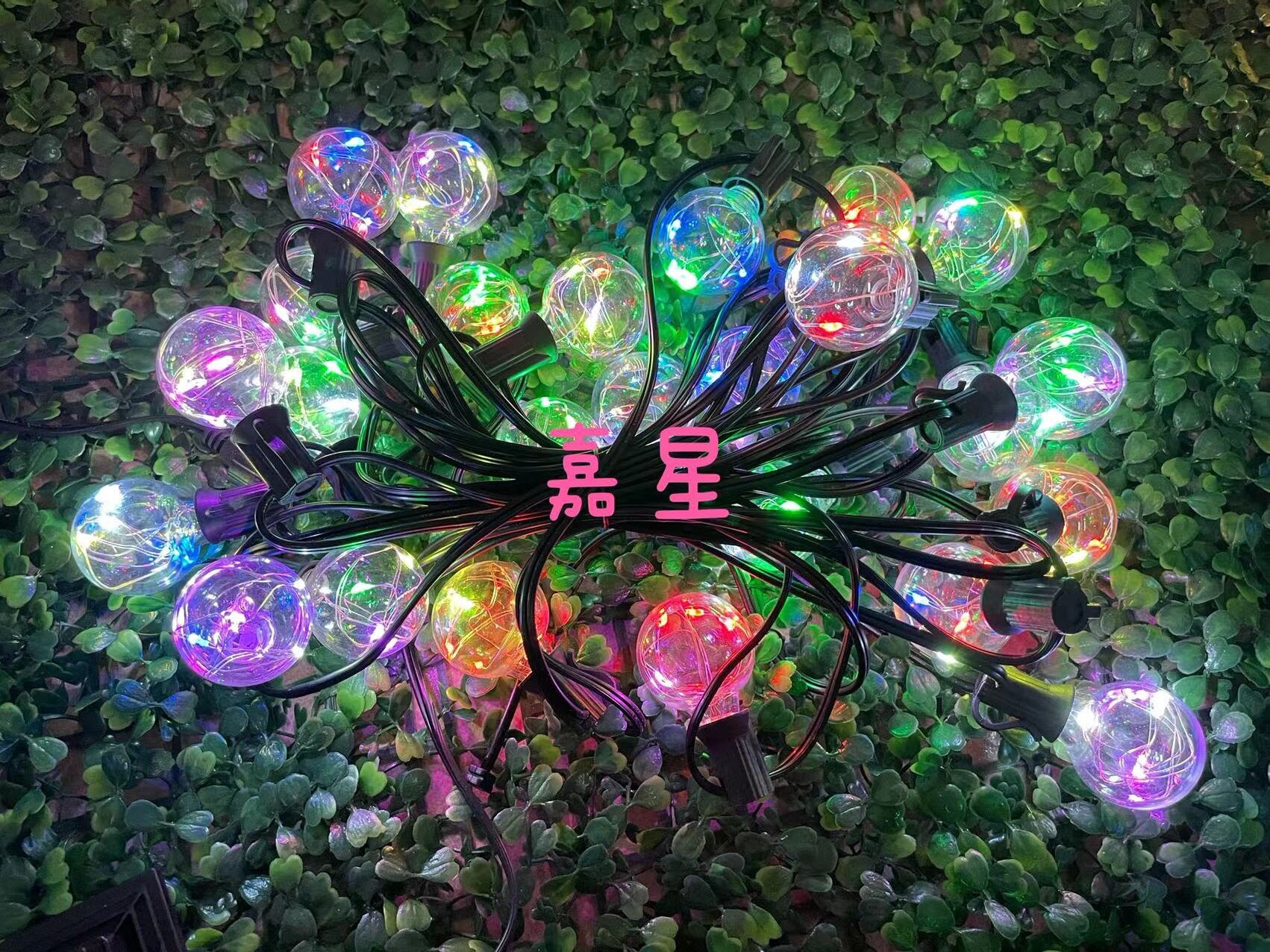 G40太阳能灯串LED球泡灯E12户外防水圣诞节日庭院装饰彩灯工厂RGB